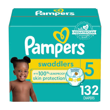 Pampers Baby Diapers - Swaddlers - Size 5, 132 Count, Ultra Absorbent Disposable Infant Diaper