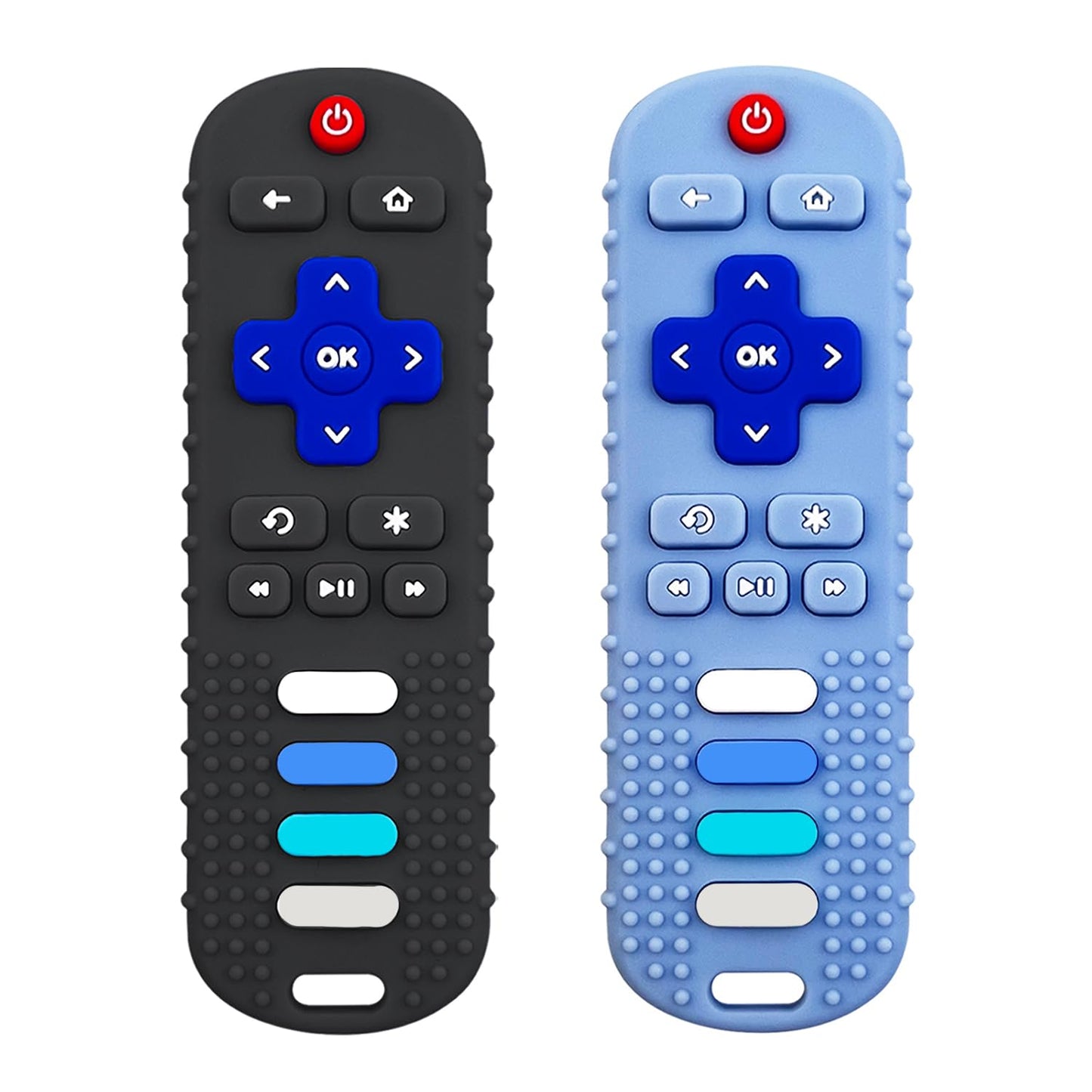 ROBBEAR Baby Teething Toys, Food Grade Silicone Teether for Babies 3 6 12 18 Months, TV Remote Shape Toddlers Chew Toys, Freezer