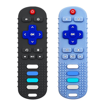 ROBBEAR Baby Teething Toys, Food Grade Silicone Teether for Babies 3 6 12 18 Months, TV Remote Shape Toddlers Chew Toys, Freezer