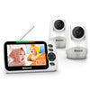 Blemil Baby Monitor,5 Large Split-Screen Video Baby Monitor with 2 Cameras and Audio, Remote Pan/Tilt/Zoom, Two-Way Talk, Room T
