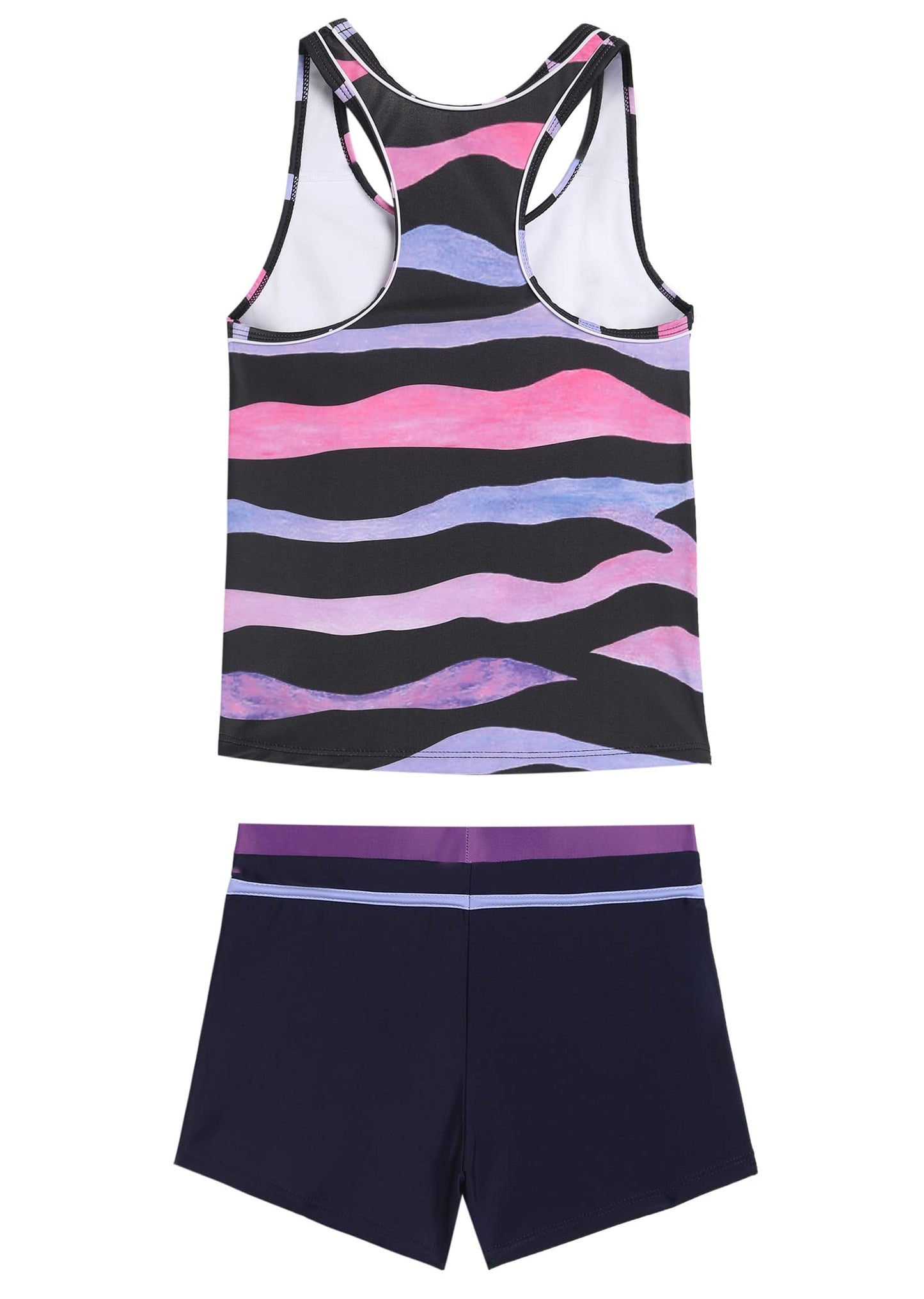 Proallo Girls Bathing Suits Two Piece Vest Style Swimsuit With Boyshort Tankini Swimwear Zebra