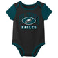 Outerstuff Nfl Newborn Baby And Infant Short Sleeve Bodysuit Variety 3-Pack - Philadelphia Eagles, 3-6M