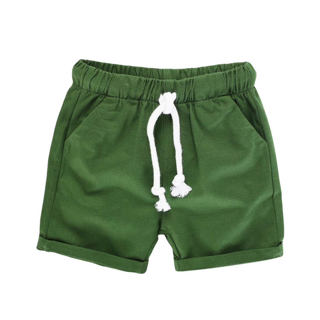 Hileelang Baby Boys ' Shorts 2-Pack Chino Short Summer Cotton Casual Pants With Pockets Yellow Green 2T