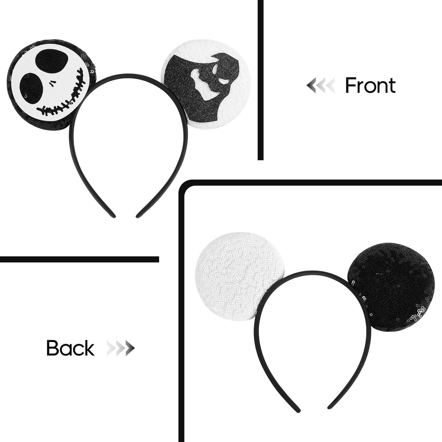 Lylin Halloween Mouse Ears Headband For Women Girls Boys, Sparkle Ears Hair Accessories For Hallween Trips Party Themed Events C