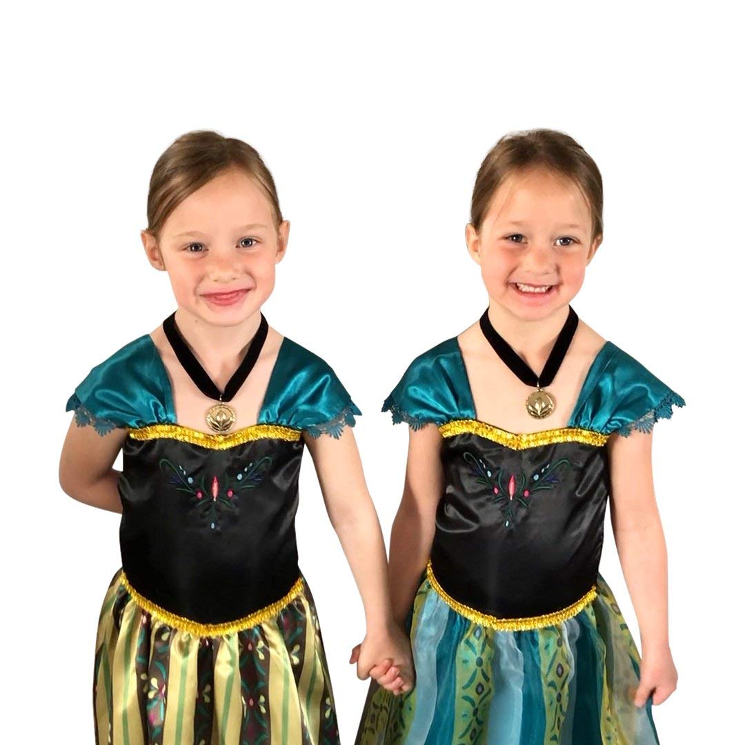 Cokos Box Girls Coronation Dress Princess Costume Necklace Accessory Dress-Up Play Wear Set 3 Years, Amazon Green, 3T