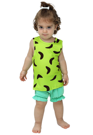 Halloween Pebbles Family Outfit Teal Shorts Green Clothing Set 1T