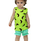 Halloween Pebbles Clothing Set Green Tank Top Teal Bloomer Outfit 3-4T