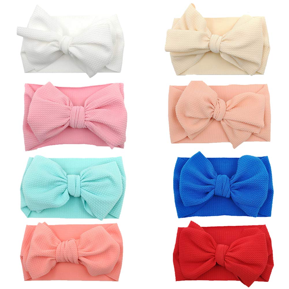 Baby Girl Bow Headbands Newborn Hairband Baby Turban Knotted Elastic Headwrap For Toddler Hair Accessories (Aa03-8Pcs)