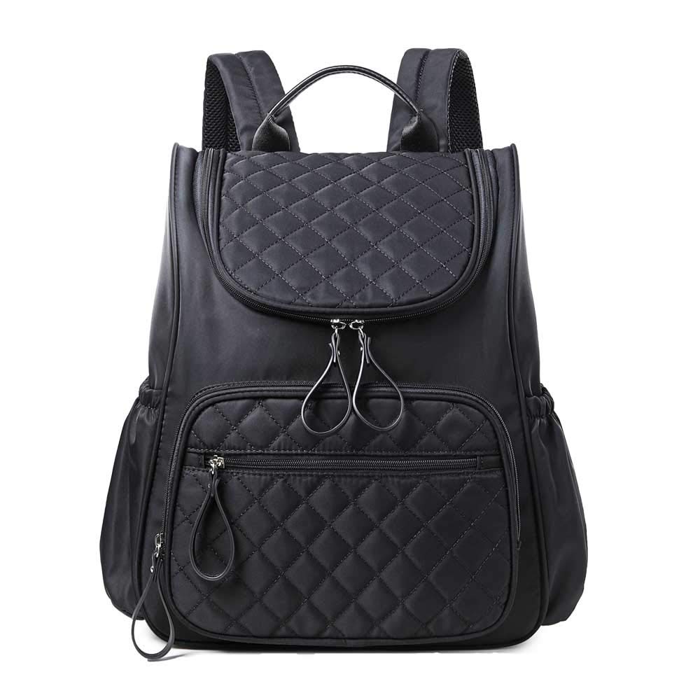 PAOIXEEL Large Capacity Diaper Backpack with Diaper Changing Pad and Stroller Clips (Black)