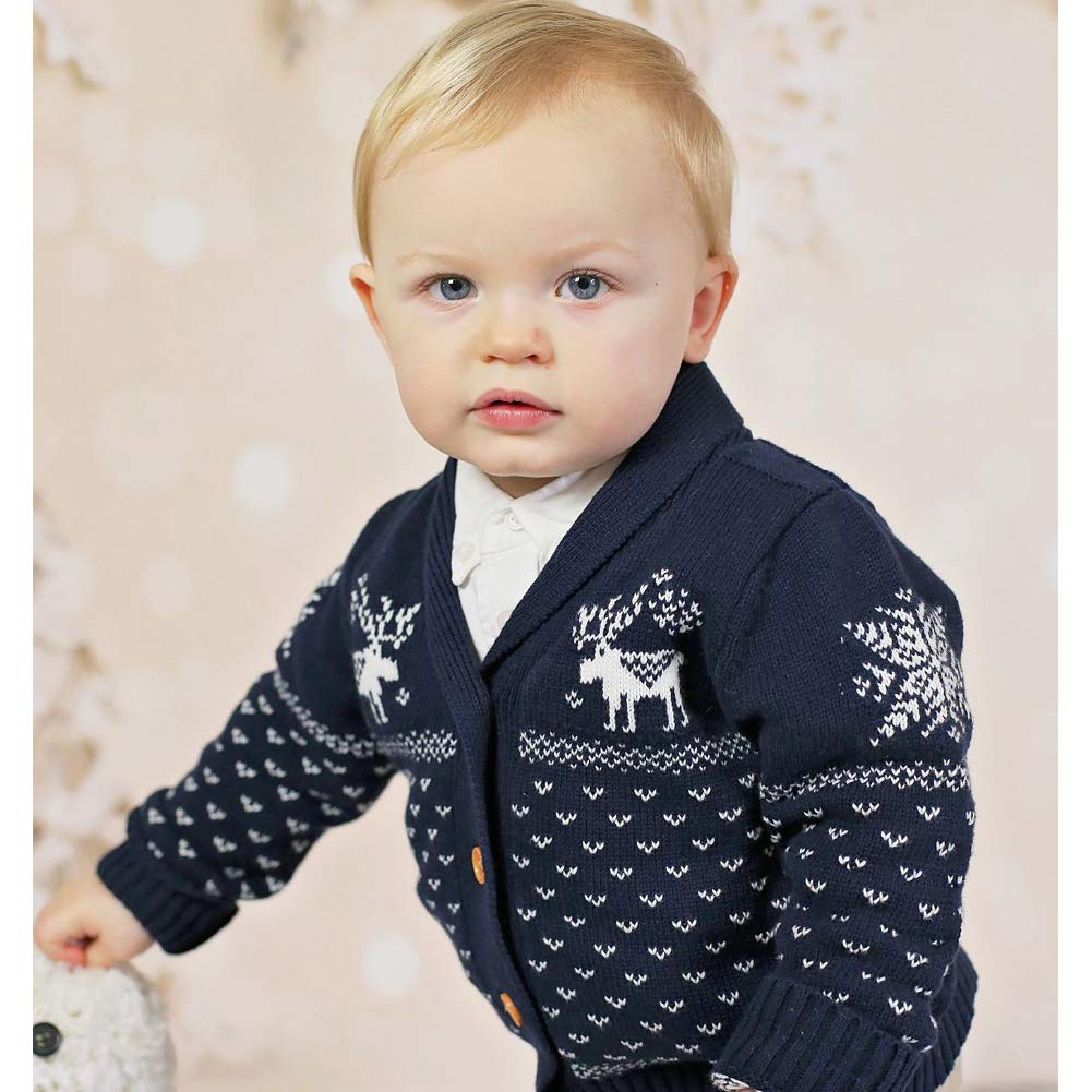 Sanmio Toddler Baby Boys Girls Deer Christmas Cardigan Sweater Long Sleeve Button-Up Coat 6M-4T Navy