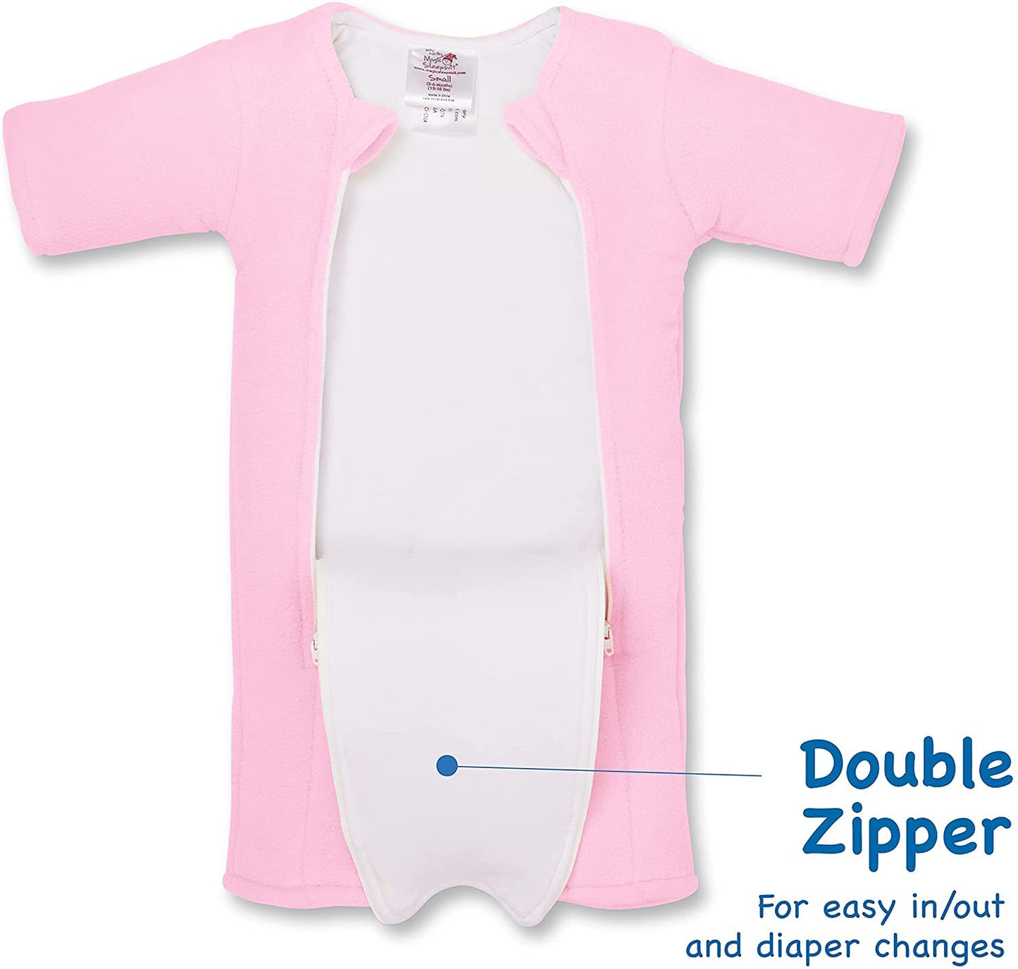 Baby Merlins Magic Sleepsuit - Swaddle Transition Product - Microfleece - Pink - 3-6 Months