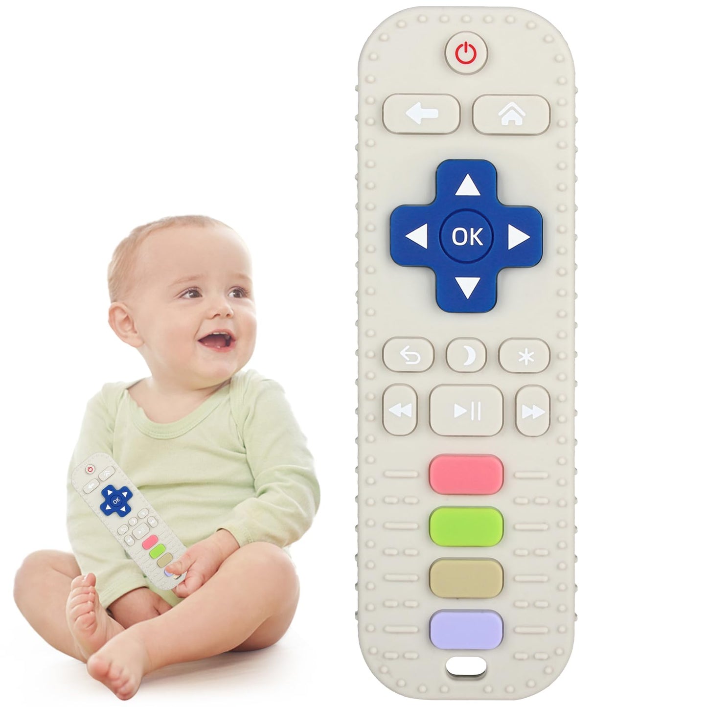 Chuya Silicone Baby Teether Toy TV Remote Control Shape Chew Toy for Babies 3+ Months, Teething Relief Baby Toys for Infants (Wh