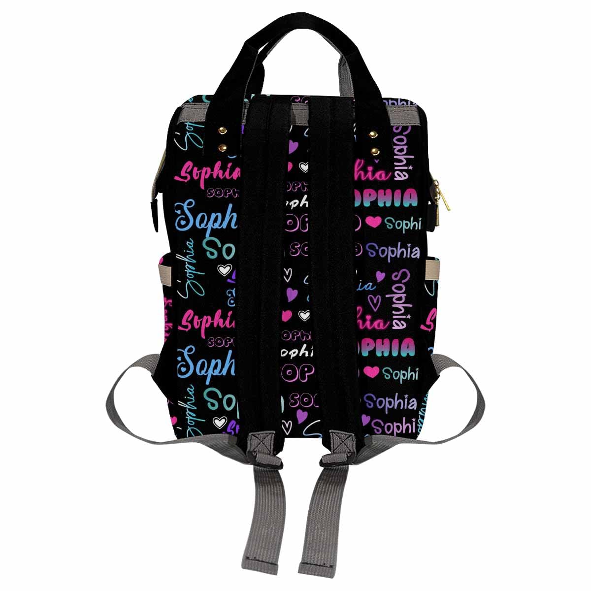 Customized School Bag With Name, Large Capacity Waterproof Diaper Bag, Heart Pattern Monogram Nappy Backpack With Thermal Pocket