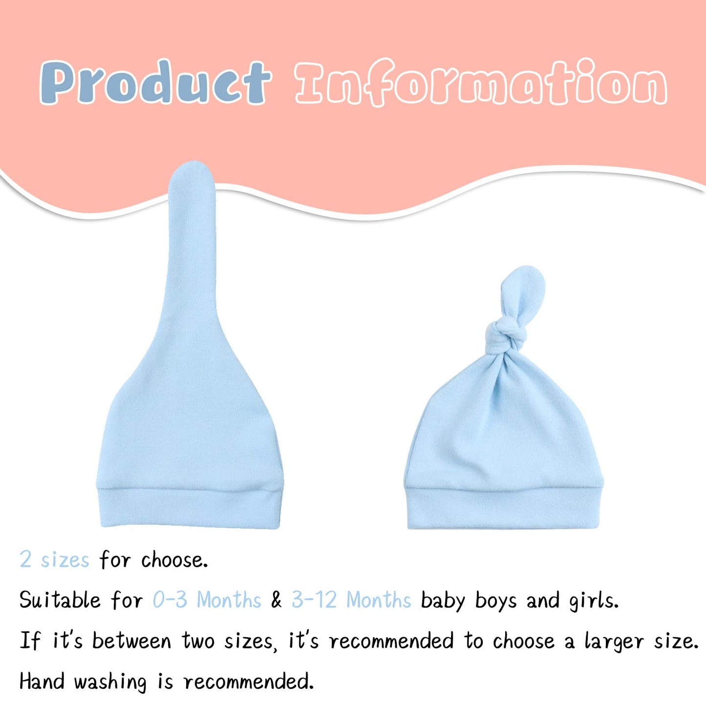 Newborn Hospital Hat Autumn Winter Baby Knot Beanie Baby Boys Girls Hats 0-12 Months (4Pack-E, S)
