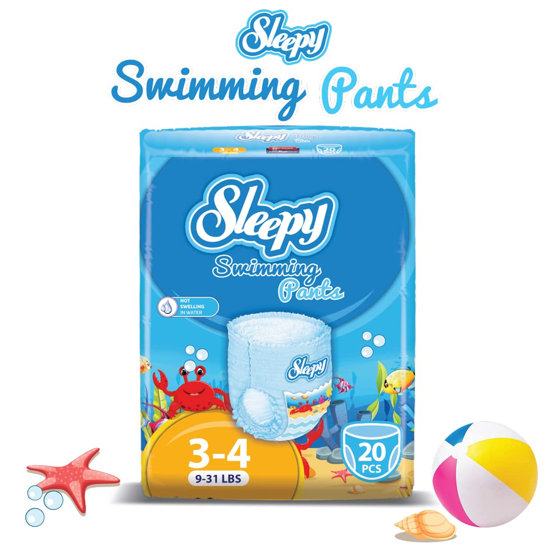 Swim Diapers, Swim Pants For Little Swimmers Size 3-4 (9-31 Lbs, Count- 20 Pcs), Disposable Diaper For Splashers