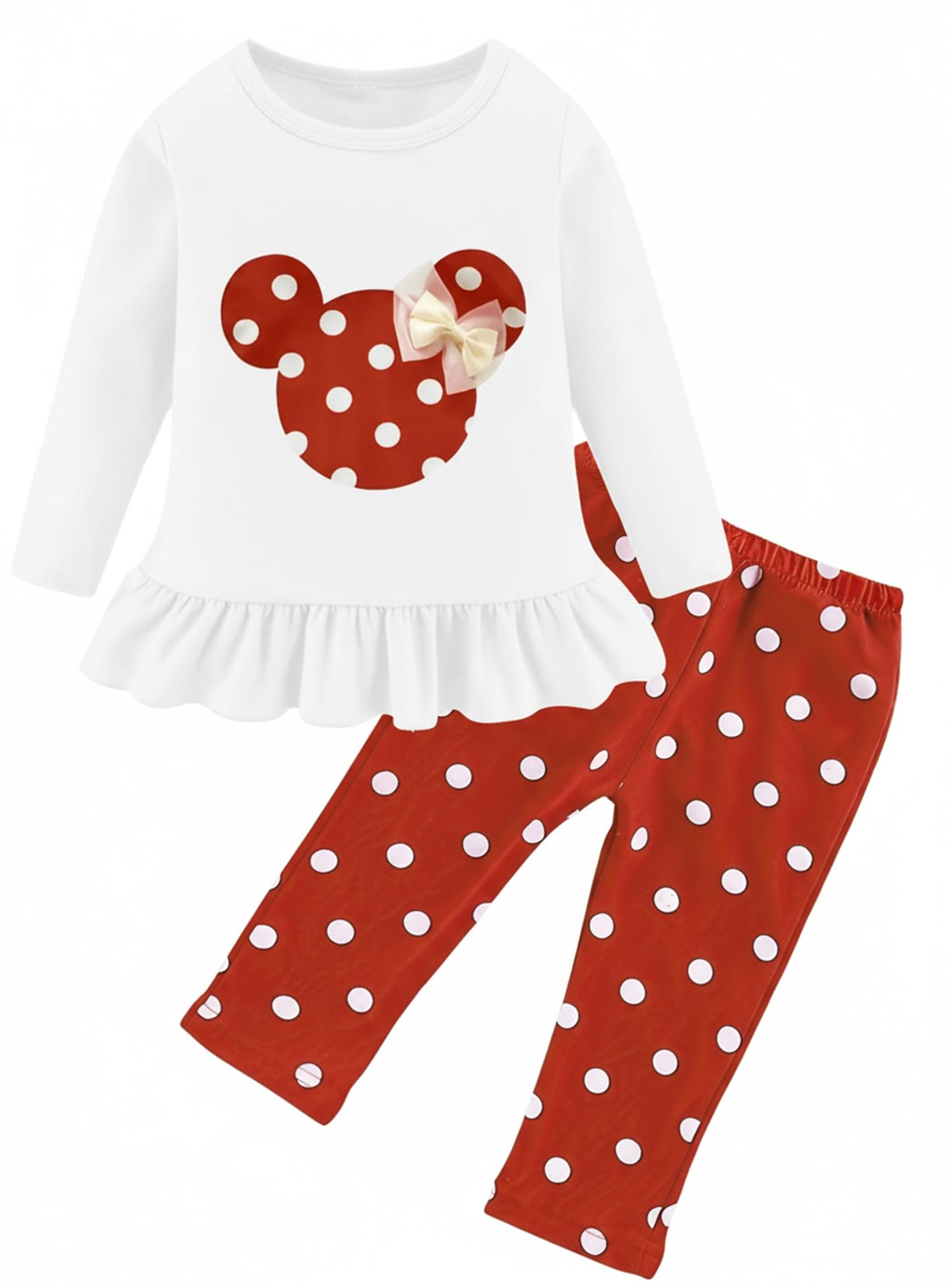 BOMDEALS Adorable Cute Toddler Baby Girl Clothing 2pcs Outfits(WhiteRed,110,21005b)