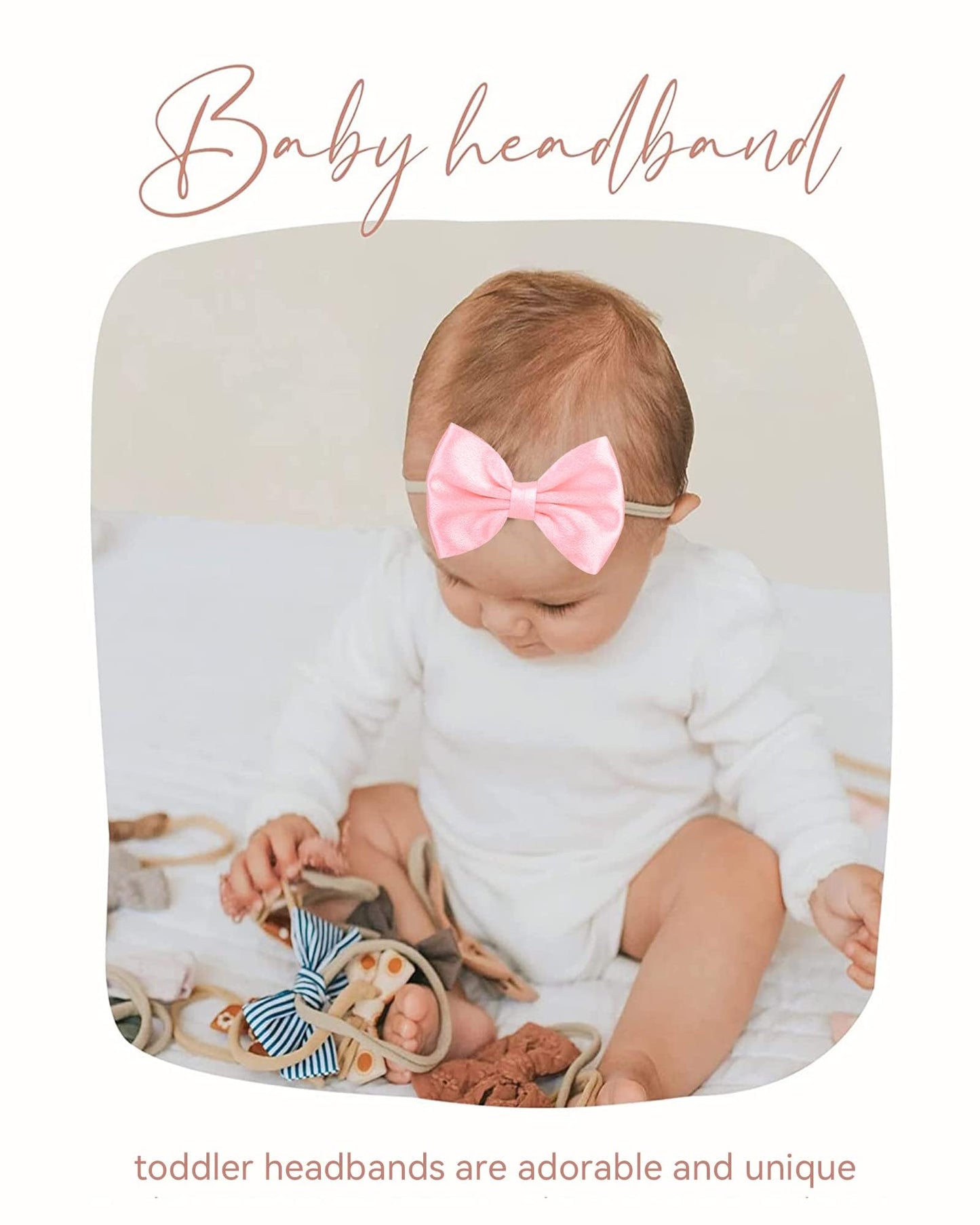 Doboi 24Pcs Baby Girls Flower And Hair Bows Headbands Soft Nylon Hairbands Elastic Hair Accessories For Newborns Infants Toddler