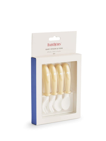 Babybjorn Baby Spoon And Fork, 4 Pcs, Powder Yellow