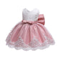 Lottle Girls Christmas Embroidery Lace Dresses Infant Easter Halloween Wedding Formal Event Dress(Pink,120)