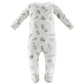 Owlivia Organic Cotton Baby Pajamas, Boys Girls Zip Front Sleep  'N Play, Footed Sleeper, Long Sleeve(0-3 Months, Grey Leaf)