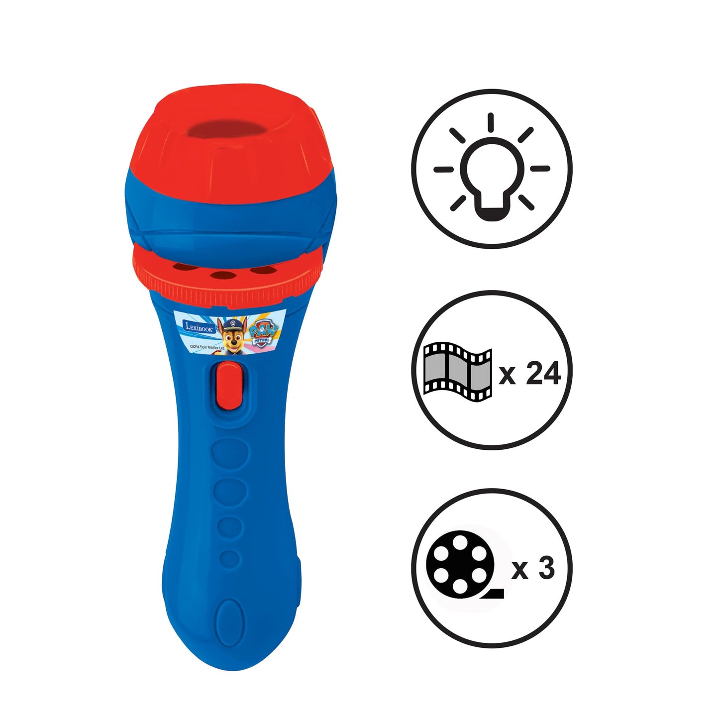 LEXiBOOK, Paw Patrol, Stories Projector, Torch Light and Projector with 3 Discs, 24 Images, Create Your own Stories, LTC050PA