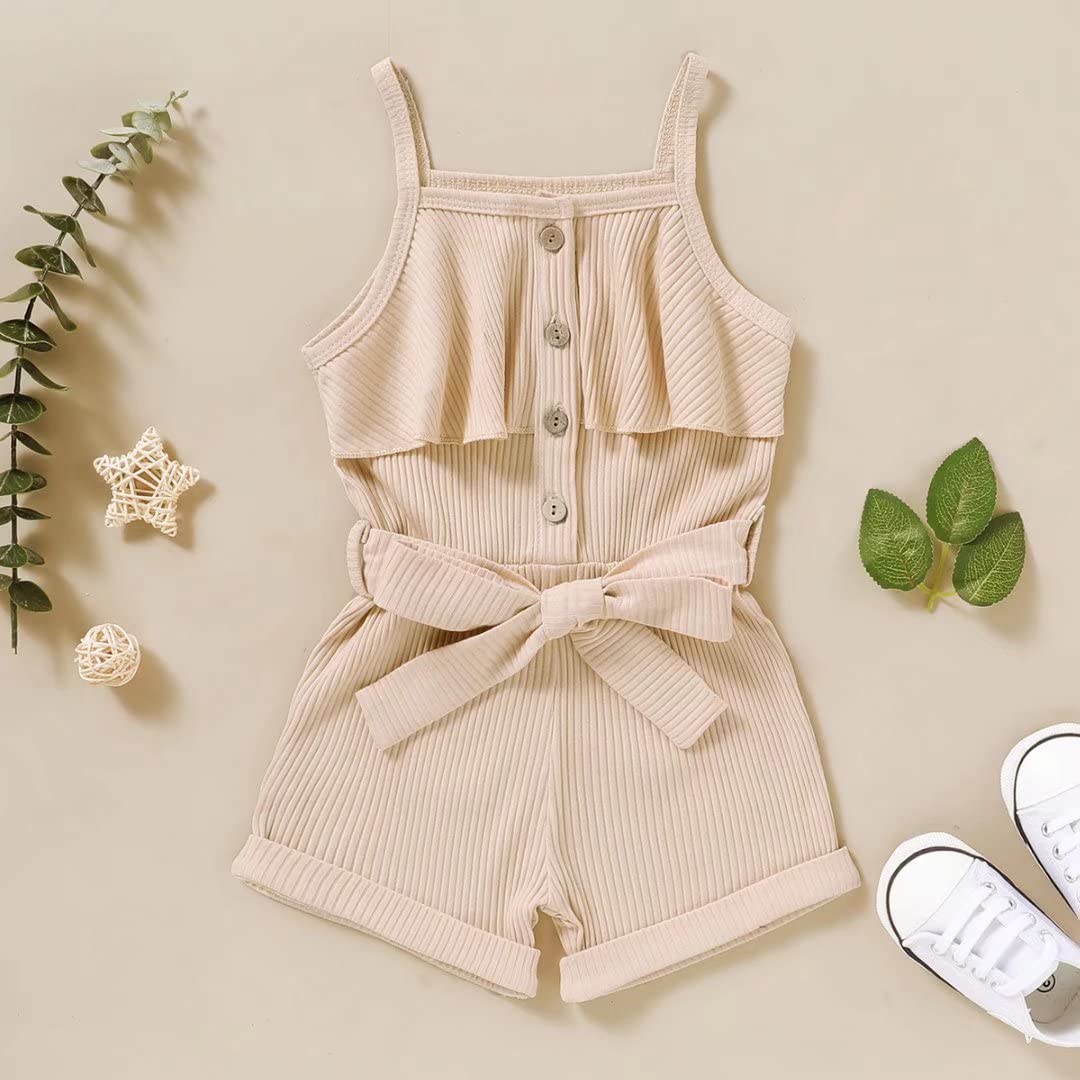 Tepuce 2T Girls Clothes Toddler Baby Strap Sleeveless One Piece Halter Romper Casual Summer Jumpsuit, Apricot Suspender Dress 2-