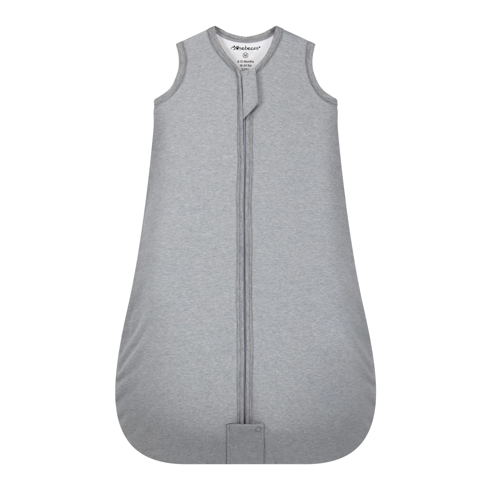 Mosebears Sleep Sack Baby Winter Wearable Blanket with 2-Way Zipper,2.5 TOG Cotton Sleep Sack Unisex (Grey, 12-18 Months)
