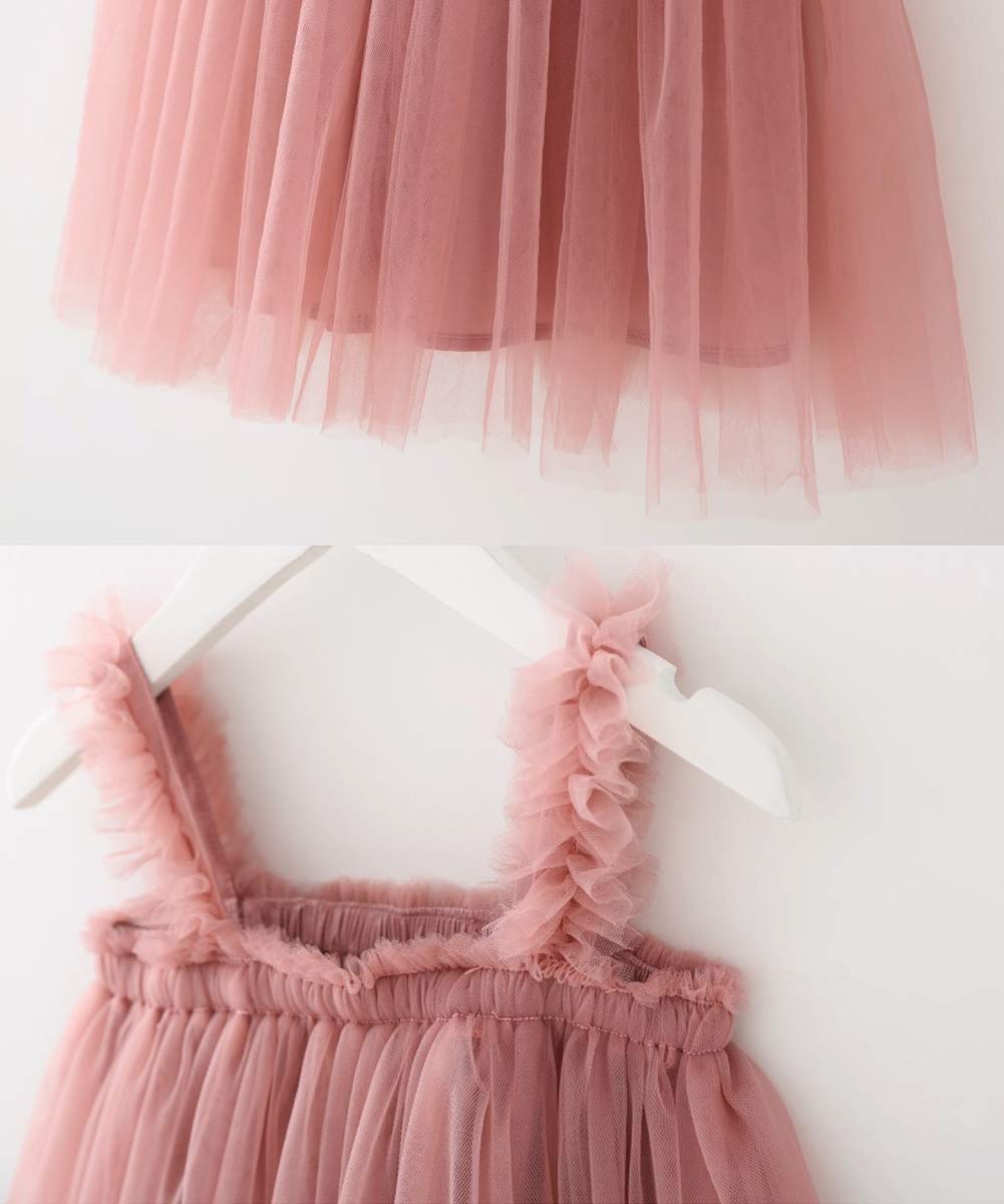 Bgfks Layered Tulle Tutu Dress For Toddler Girls,Baby Girl Rainbow Tutu Princess Skirt Set With Flower Headband.(Dusty Rose,18 M