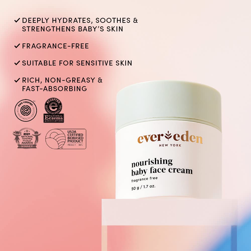 Evereden Nourishing Baby Face Cream 1.7 Oz. | Non-Toxic And Fragrance-Free Baby Face Lotion | Rich, Non-Greasy Baby Moisturizing