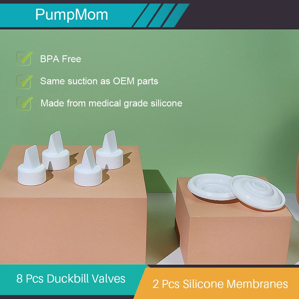 Pumpmom Breast Pump Parts, 8 Duckbill Valves And 2 Silicone Membrane For Spectra S2, S1 And 9 Plus Breastpumps, Compatible With