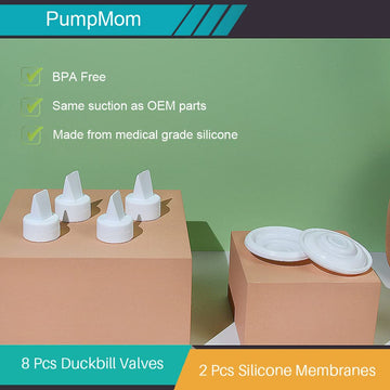 Pumpmom Breast Pump Parts, 8 Duckbill Valves And 2 Silicone Membrane For Spectra S2, S1 And 9 Plus Breastpumps, Compatible With