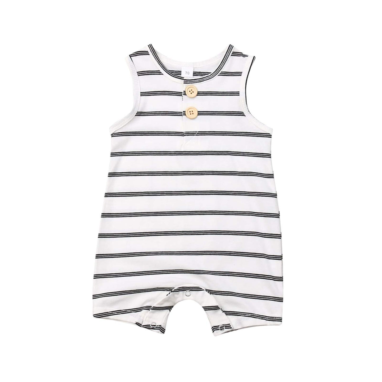 Iddolaka Newborn Summer Baby Boy Girl Romper Bodysuit Jumpsuit Playsuit One Piece Outfit Clothes (A-White Stripes, 18-24 Months)
