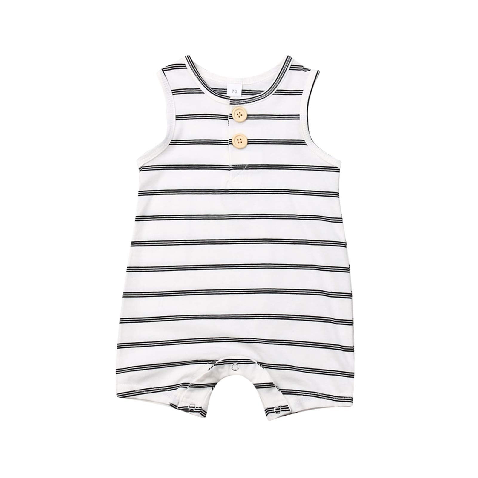 Iddolaka Newborn Summer Baby Boy Girl Romper Bodysuit Jumpsuit Playsuit One Piece Outfit Clothes (A-White Stripes, 18-24 Months)