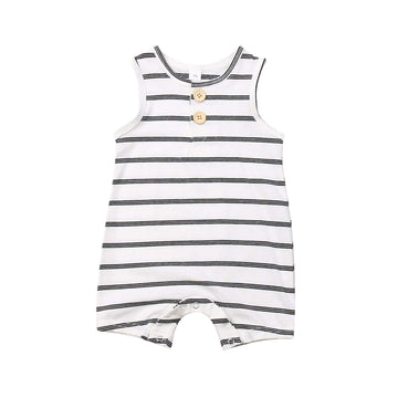 Iddolaka Newborn Summer Baby Boy Girl Romper Bodysuit Jumpsuit Playsuit One Piece Outfit Clothes (A-White Stripes, 18-24 Months)