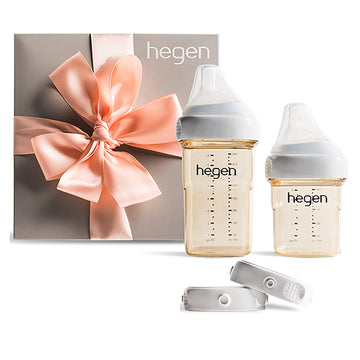 Hegen Newborn Baby Bottle Basic Starter Kit- Ppsu Bottle For Babies, Medium & Slow Teat- Breast Milk Storage Lids And Secure Sea