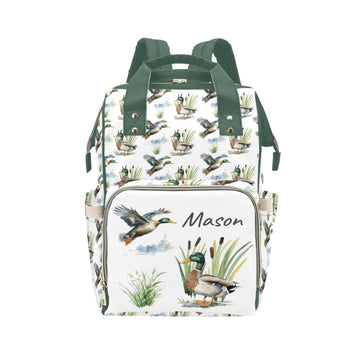 Workvalor Personalized Diaper Backpack for Mom, Custom Wild Ducks Diaper Bag with Name Customized Nappy Bags Travel Shopping Cas
