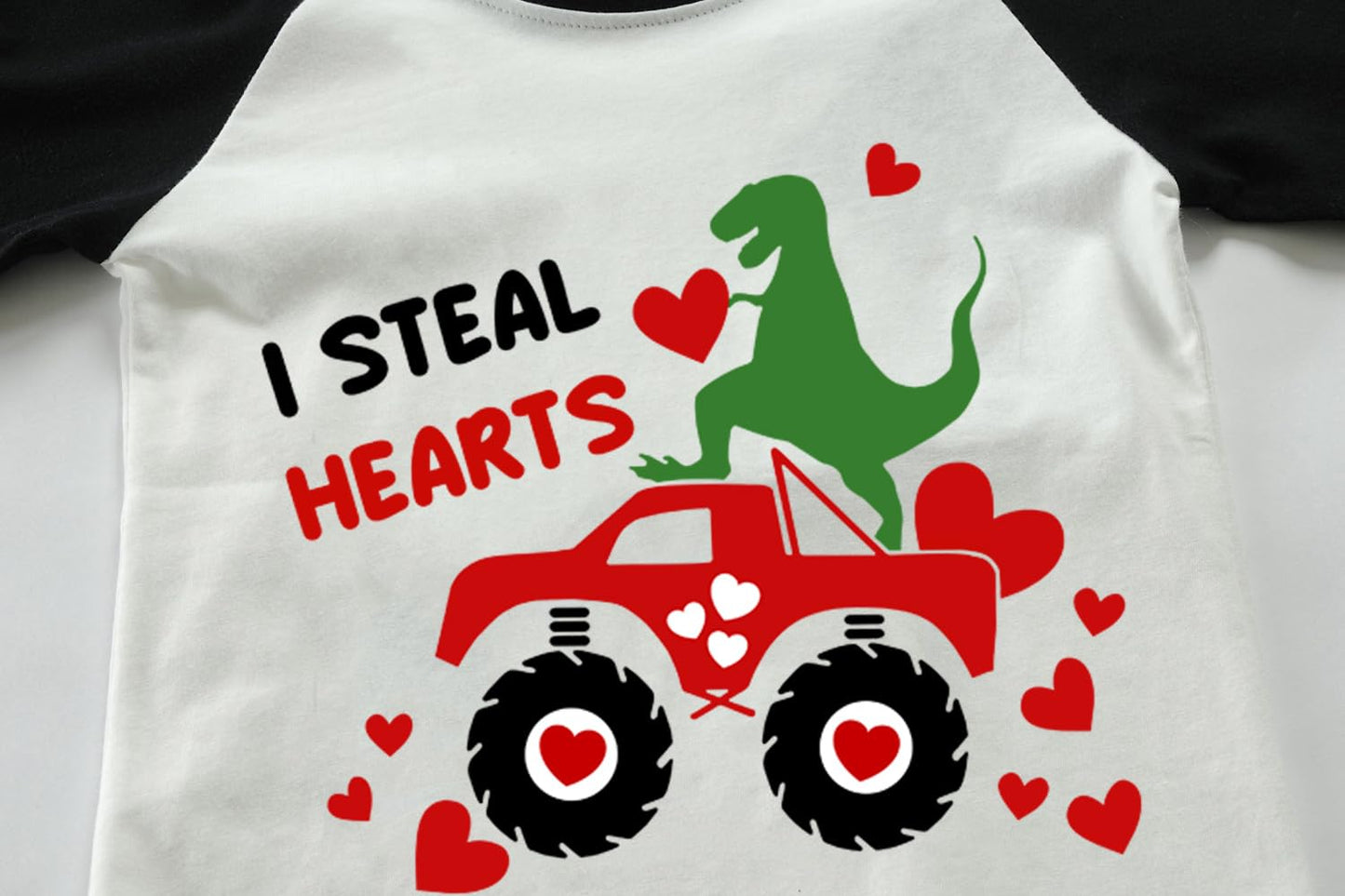 Valentine'S Day Shirt For Toddler Boy Girl Long Sleeve Dinosaur Truck I Steal Hearts Tops Kids Boys Heart Clothes 7 Years