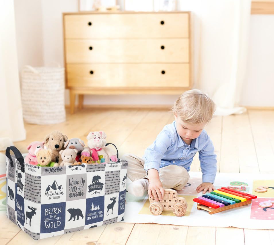 Sanjiaofeng Rectangular Kids Basket Kids Storage Bins,Gift Basket Organizer.Waterproof Pe Coating Storage With Handles.Clothers,