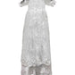 Long Ivory Christening Gown For Baby Girls Lace Baptism Dress With Bonnet 9M