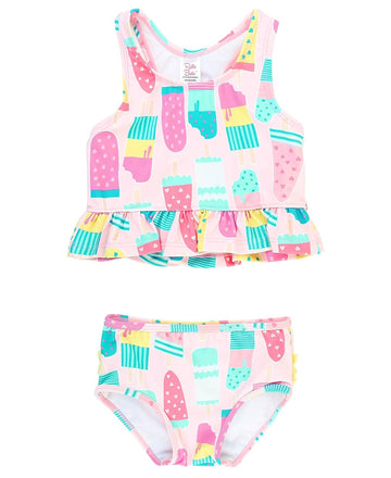 Rufflebutts Girls Ice Cream Social Peplum Tankini - 6