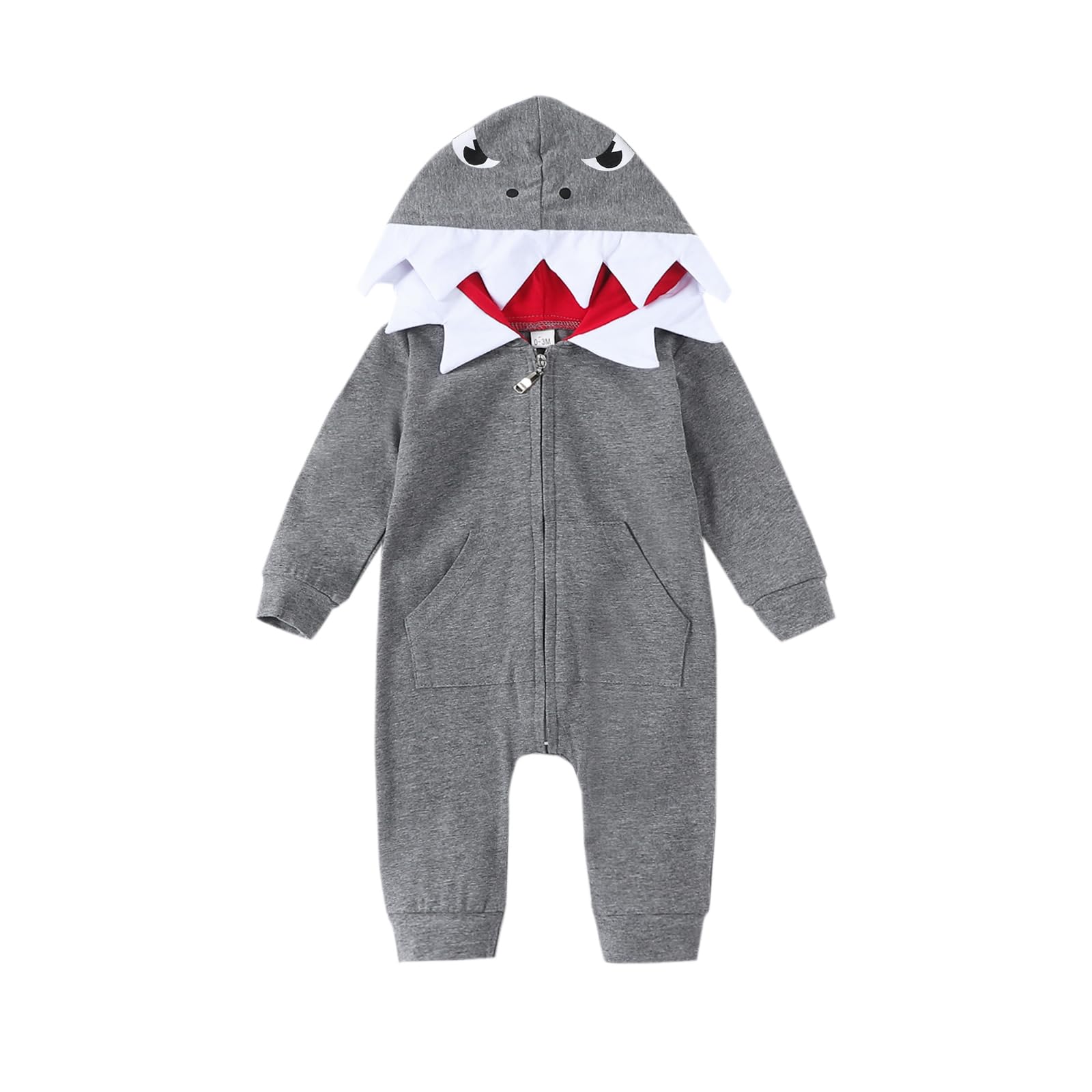 vivifayee Infant Newborn Boys Girls Baby Shark Outfits Halloween Long Sleeve Onesie Hoodie One Piece Romper Jumpsuit Toddler Fal