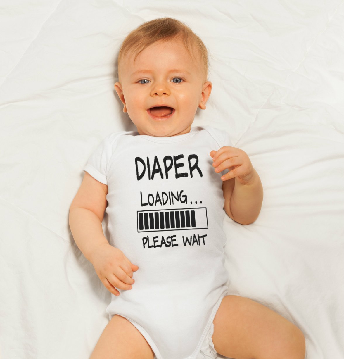 Cute Funny Baby Boy Girl Diaper Loading Bodysuits - Handmade Humorous Clothes For Infants (0-3 Months, Heather)