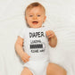 Reaxion Cute Funny Baby Boy Girl Diaper Loading Bodysuits - Handmade Humorous Clothes For Infants (6 Months, Pink)
