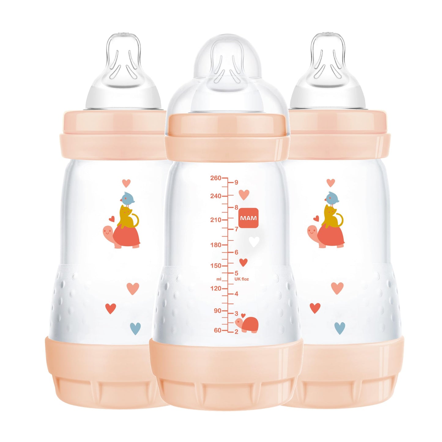 Mam Easy Start Anti-Colic Bottle , Baby Essentials, Medium Flow Bottles With Silicone Nipple, Baby Bottles For Baby Girl, Peach,