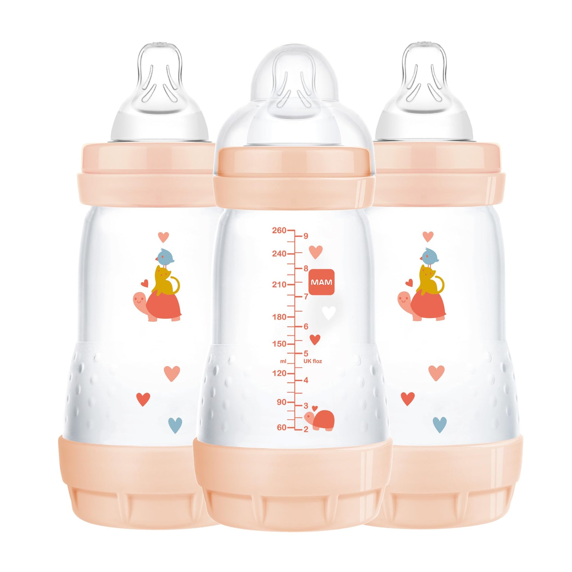 Mam Easy Start Anti-Colic Bottle , Baby Essentials, Medium Flow Bottles With Silicone Nipple, Baby Bottles For Baby Girl, Peach,