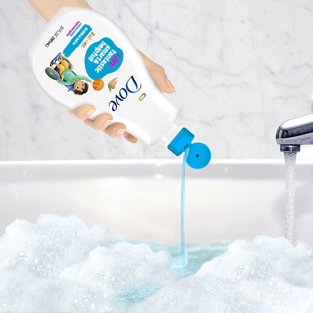 Dove Kids Care Bubble Bath for Kids Cotton Candy Hypoallergenic Formula 20 oz 4 Count