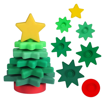 Totatatree Baby Silicone Christmas Tree, Little for Teething Baby, Stacker & Nesting Christmas Ornaments Toys (3.9 x 3.9 x 5.9 i