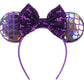 Lifetools-Lt Purple Mouse Ears Headband With Sequins Bow, For Women Disneyland Mermaid Princess Costume Cosplay Glitter Party Ac