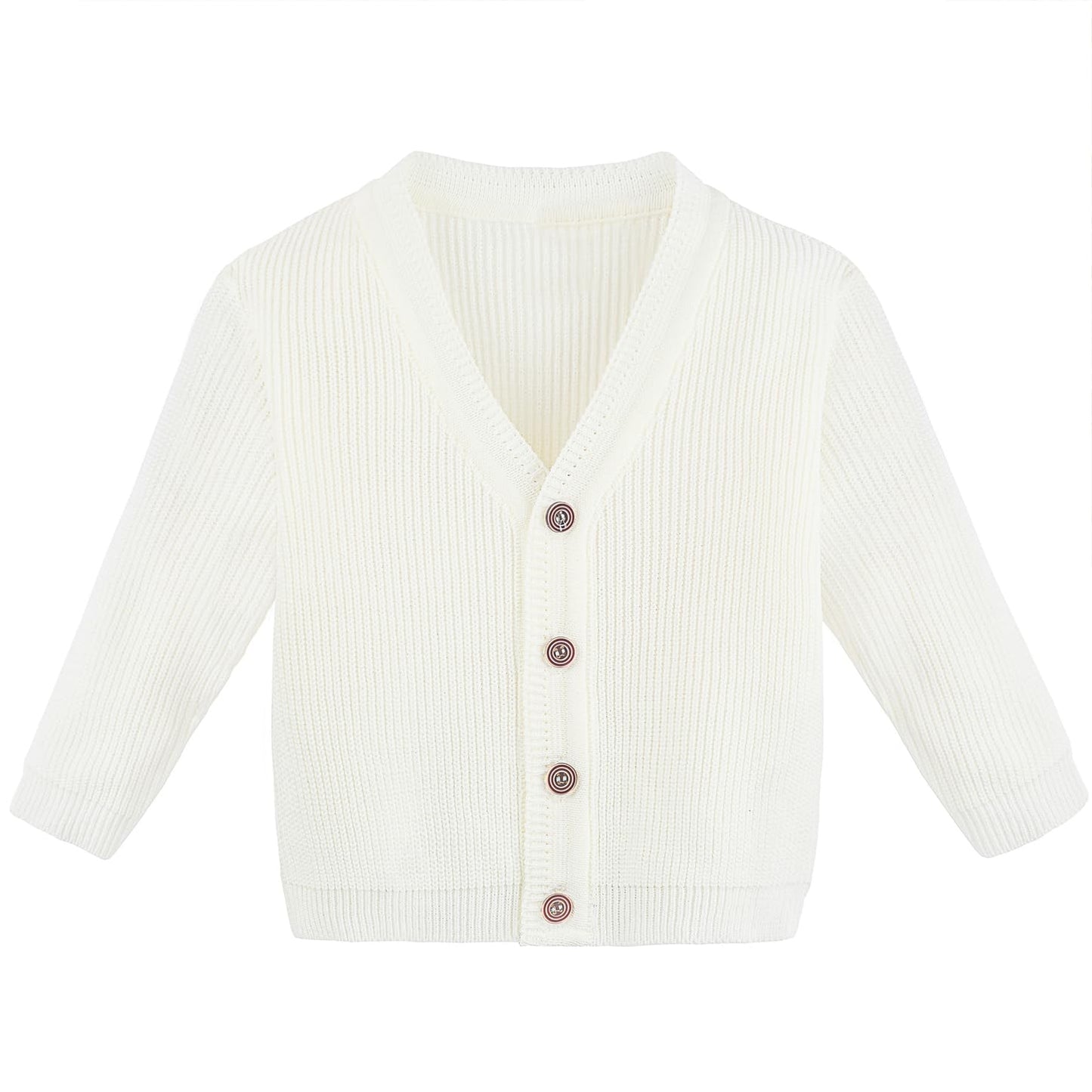 Lilax Baby Boys Basic Long Sleeve V-Neck Classic Knit Cardigan Sweater 6-9 Months Cream