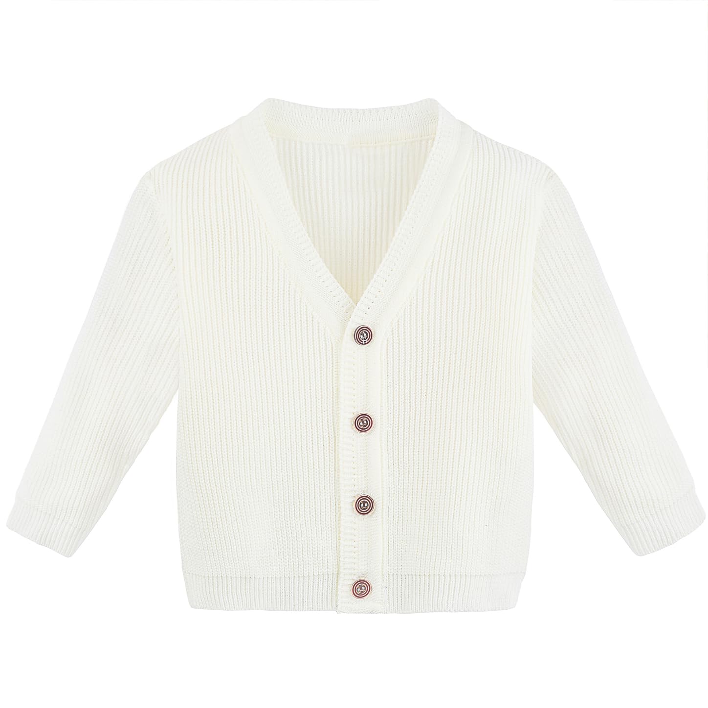 Lilax Baby Boys Basic Long Sleeve V-Neck Classic Knit Cardigan Sweater 6-9 Months Cream